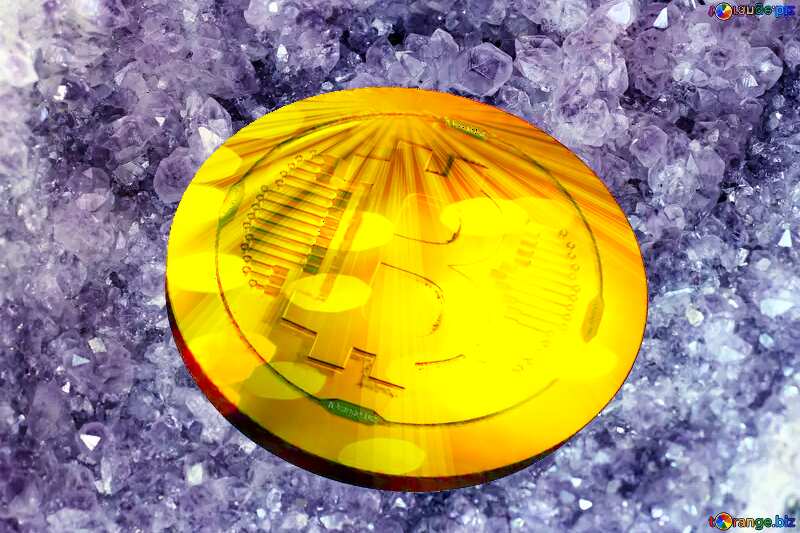 Bitcoin gold Rays coin Amethyst Texture Gemstone №44632