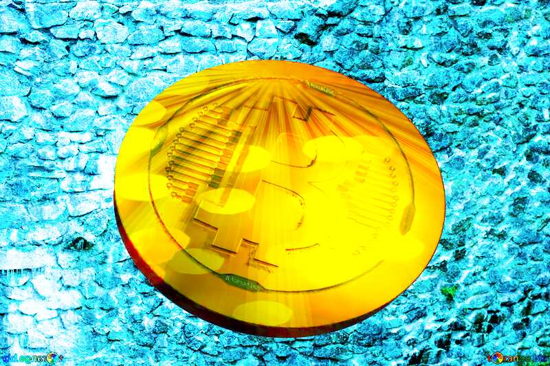 Bitcoin gold Rays coin Frozen Stone Texture №45756