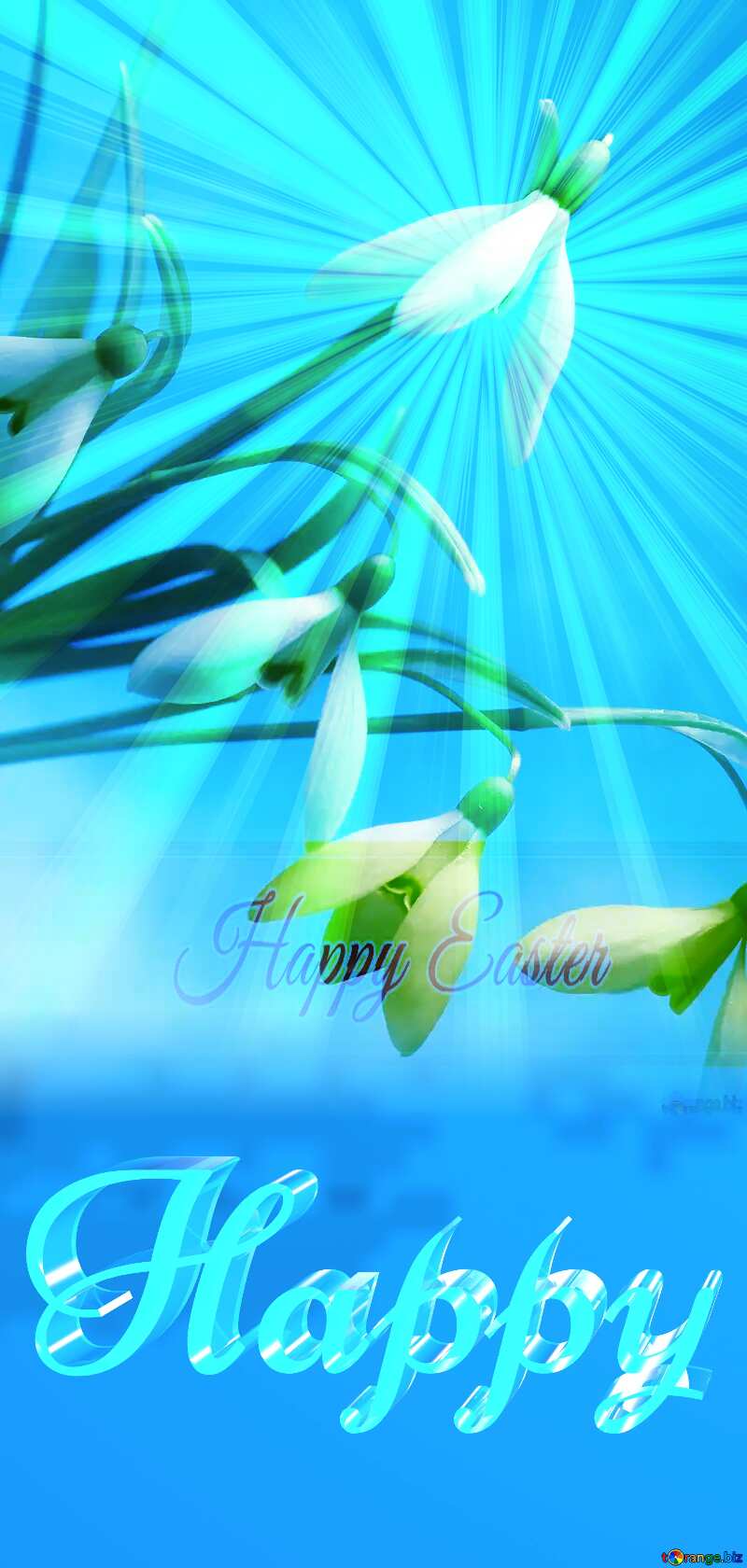 Happy glass blue background Flowers Sunlight Rays №38230