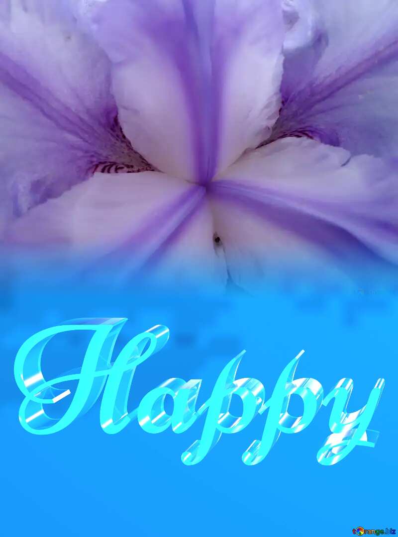 Happy glass blue background Spring Macro Flower №46876