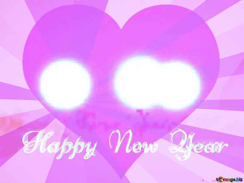 Happy New Year pink heart background Rays №51523