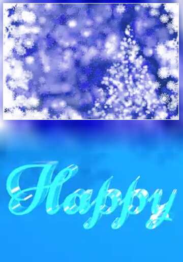FX №183039 Happy glass blue background Christmas Card blank