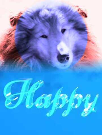 FX №183136 Happy glass blue background Dog