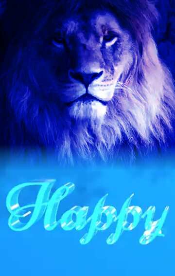 FX №183029 Happy glass blue background Lion