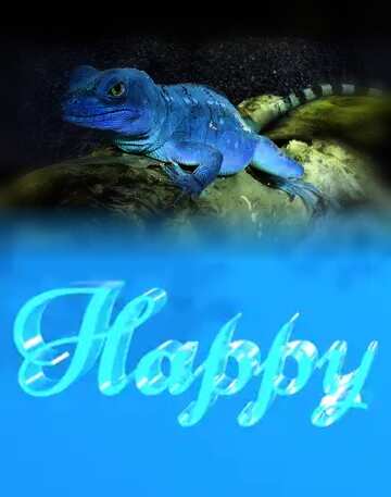 FX №183099 Happy glass blue background Lizard
