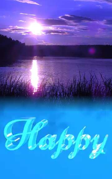 FX №183053 Happy glass blue background  river  Sunset