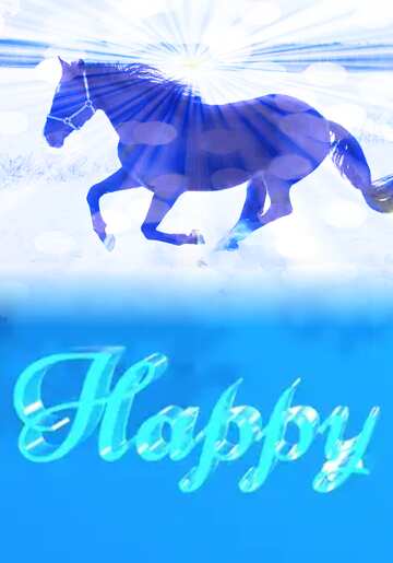 FX №183089 Happy glass blue background Snow Horse