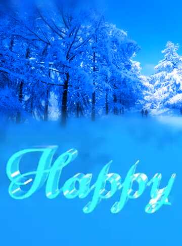 FX №183101 Happy glass blue background Snow Winter Forest