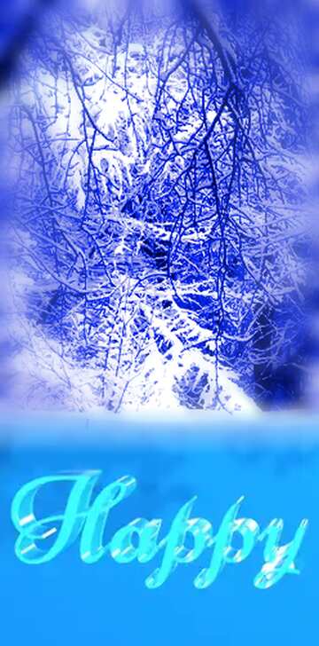 FX №183102 Happy glass blue background Snowy Forest Winter