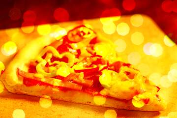 FX №183782 Cut piece of pizza Cut piece of pizza bokeh  christmas background