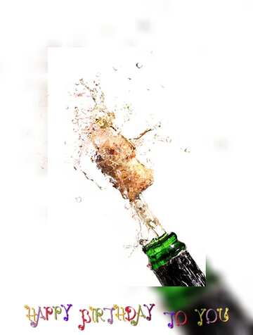 FX №183669 happy birthday card Champagne bottle out flies