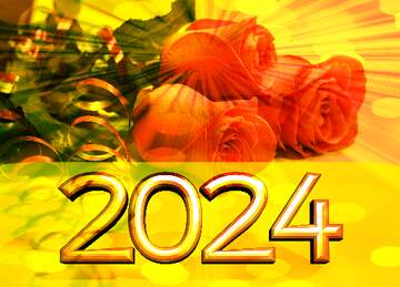 FX №183907 Rose flowers  happy new year 2022  Greeting Background