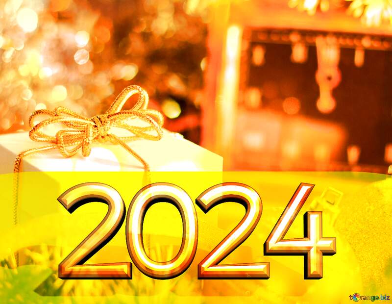 New Year 2022  Gift  Bokeh lights background №15364