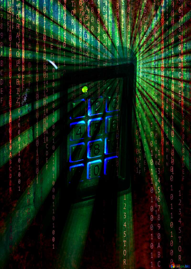 Digital lock sunrise technology background with binary code №49322