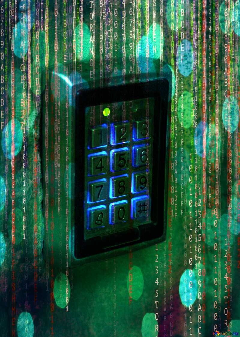 Digital door lock matrix style background №49322