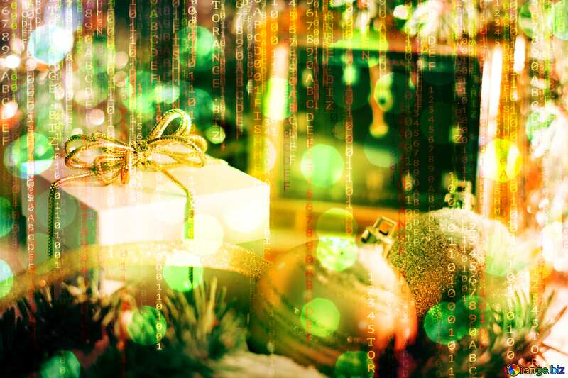 New Year Christmas  Greeting card internet media effect matrix style background №15364