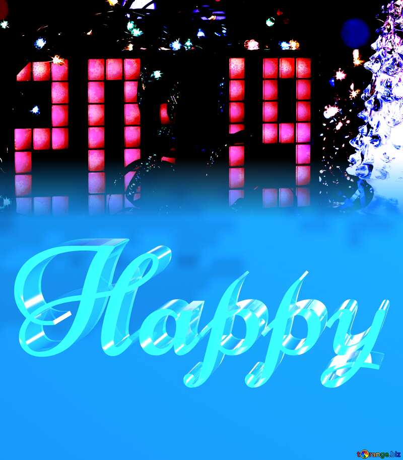 Happy glass blue background 2019 Christmas №48255