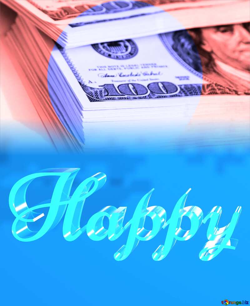 Happy glass blue background Dollars Circle Frame №1480