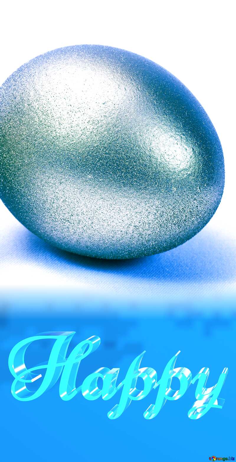 Happy glass blue background Egg metall №8235
