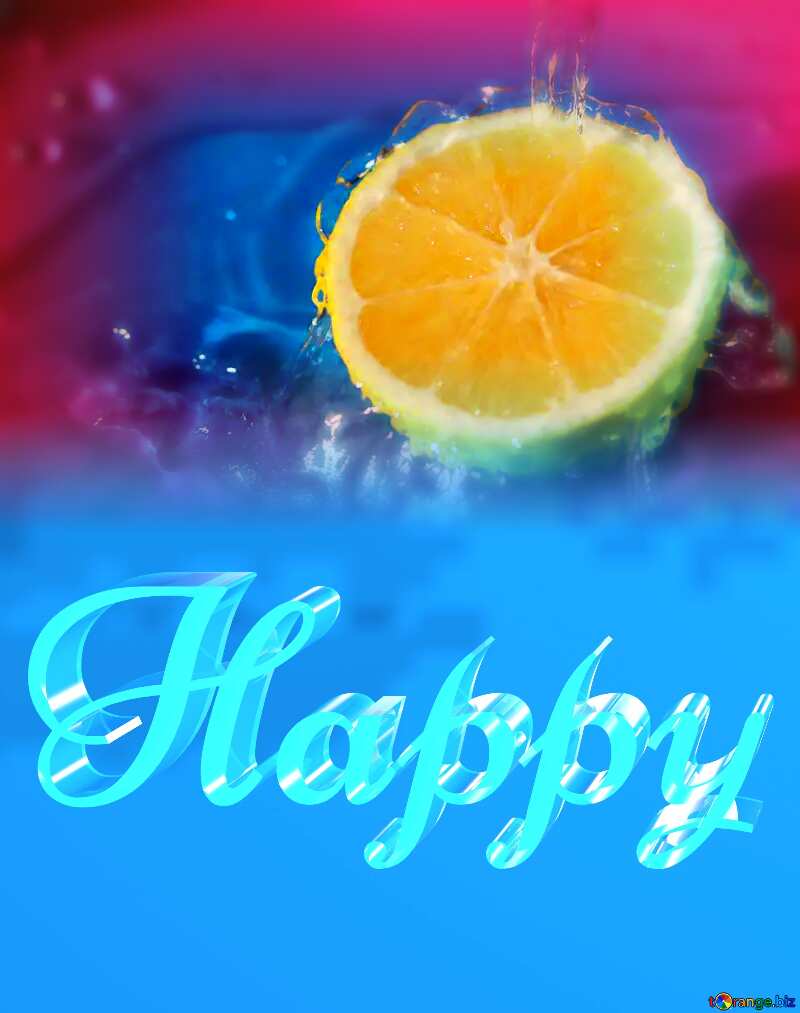 Happy glass blue background Lemon №40763