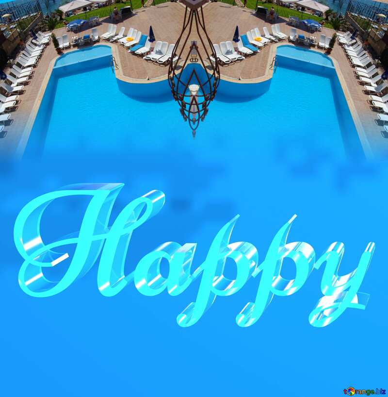 Happy glass blue background Swimming Pool №8341