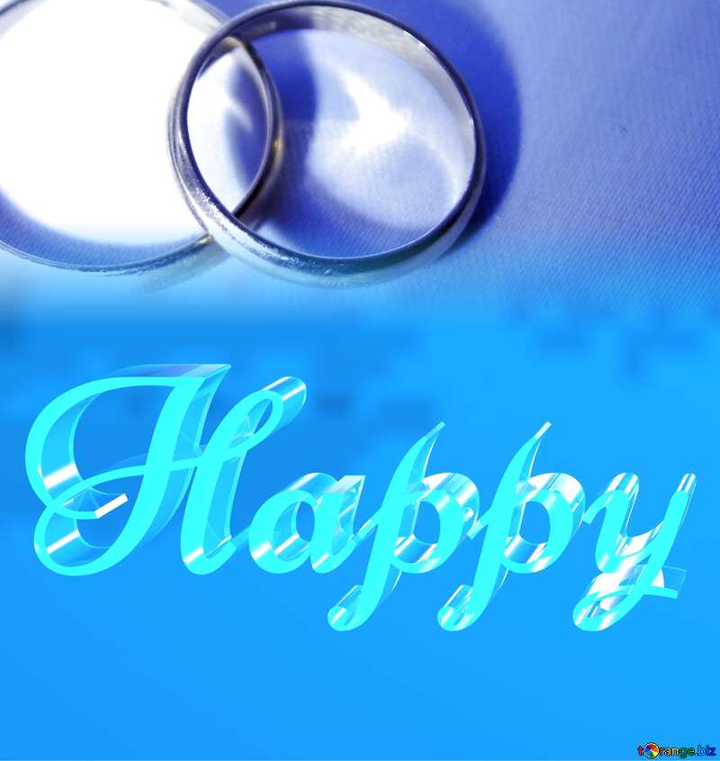 Happy glass blue background Wedding Invitation №3657
