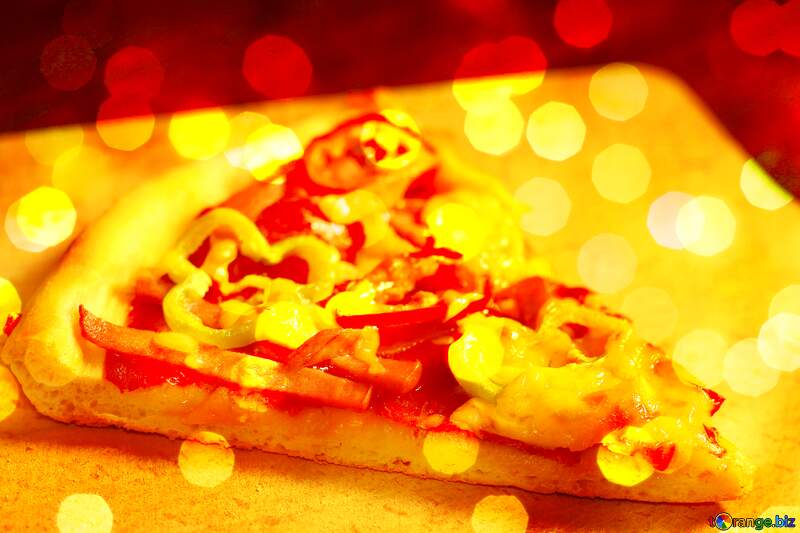 Cut piece of pizza Cut piece of pizza bokeh  christmas background №38025