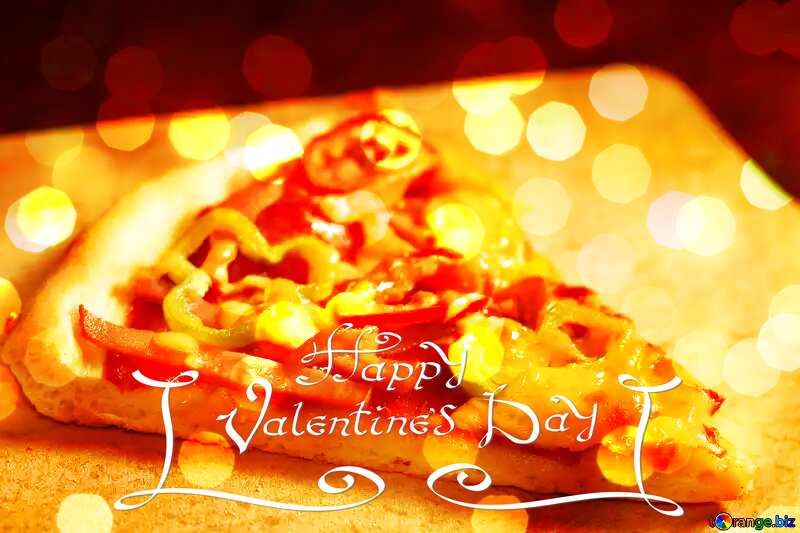 piece pizza happy valentines day bokeh  background №38025