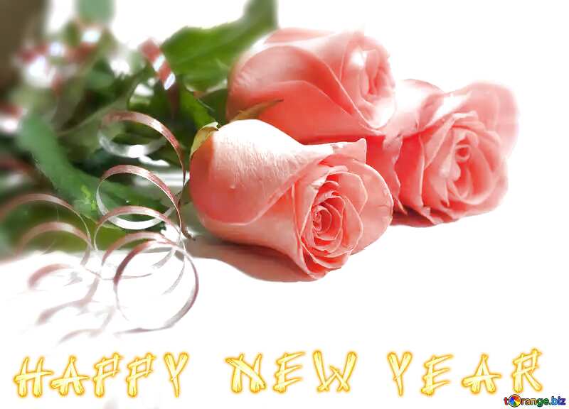 Rose flowers happy new year  text №7266