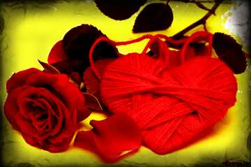 FX №184758 Heart flower rose  retro card