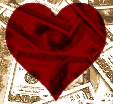 FX №184120 Dollars love red heart background