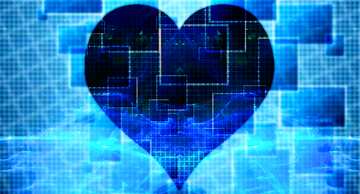 FX №184925 Lights template Line Techno love heart blue