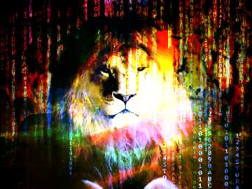 FX №184992 lion Digital technology background