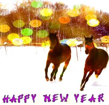 FX №184179 Two horses in the snow happy new year