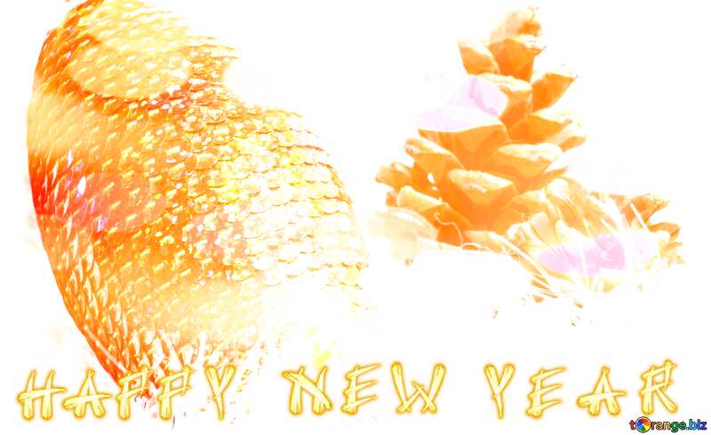 Happy New Year Postcard   New  Year . White  background. №6337