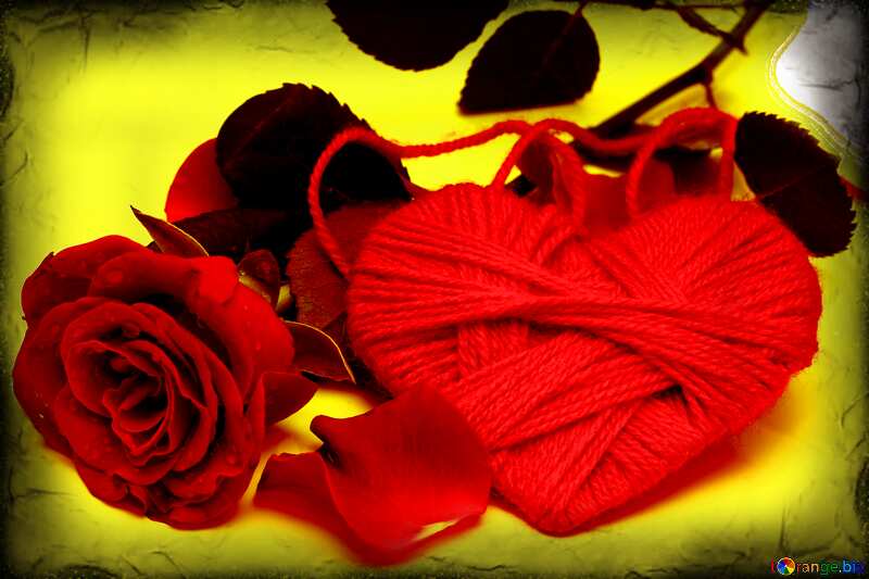 Heart flower rose  retro card №16856