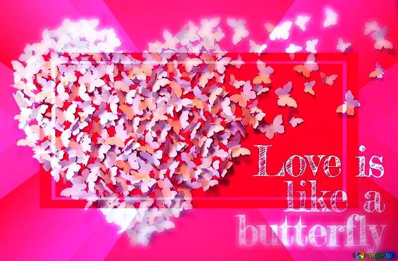 Love is like a butterfly. Valentines Day Card   powerpoint website infographic template banner layout design responsive brochure business №49682