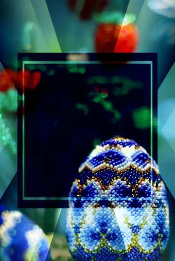 FX №186076 Easter egg decorated with beads on the background of flowers  powerpoint website infographic...