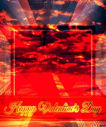 FX №186516 Red sunset greeting card retro style background Lettering Happy Valentine`s Day powerpoint website...