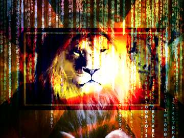 FX №186475  lion Digital technology background powerpoint website infographic template banner layout design...