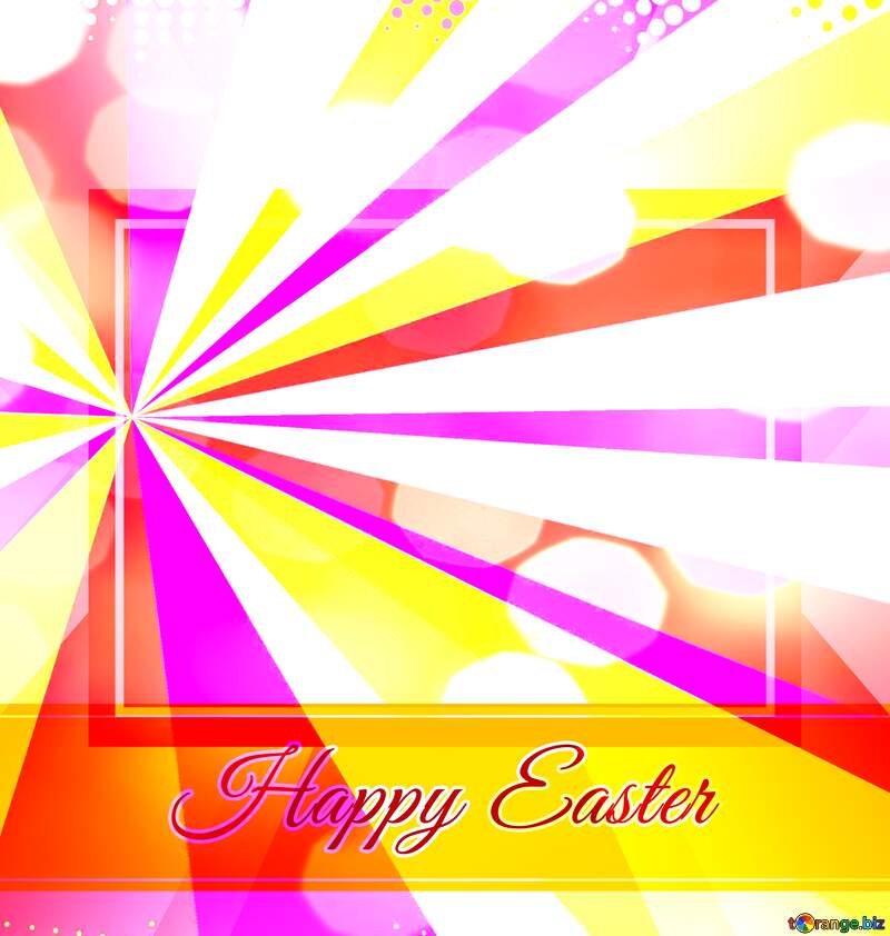 Card with Happy Easter write text on Colors rays background   powerpoint website infographic template banner layout design responsive brochure business №49668