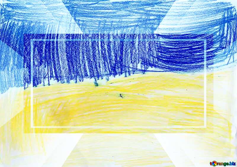 Children`s drawing the flag of Ukraine powerpoint website infographic template banner layout design responsive brochure business №42703