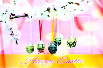 FX №188619  Easter tree branch Happy Easter card write text background Template Design