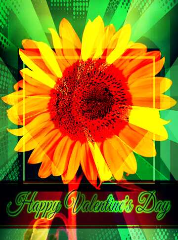 FX №188251 Sunflower Greeting card retro style background Lettering Happy Valentine`s Day frame