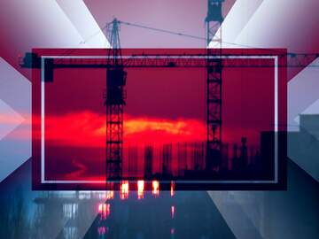 FX №188542 Sun sunset and building construction powerpoint website infographic template banner layout design...