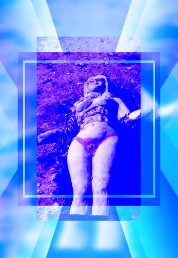 FX №188691  Vandals destroyed sculpture woman Blue color. powerpoint website infographic template banner...