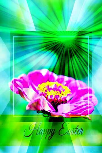 FX №188199  flower Inscription Happy Easter on Background with Rays of sunlight