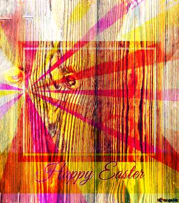 FX №188774  Stained wood Card with Happy Easter write text on vintage Colors rays background powerpoint...