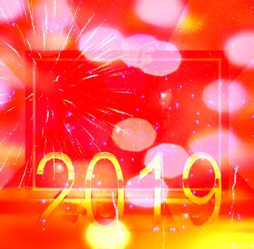 FX №188084  Background fireworks Happy New Year 2019 3d render gold digits with reflections dark background...