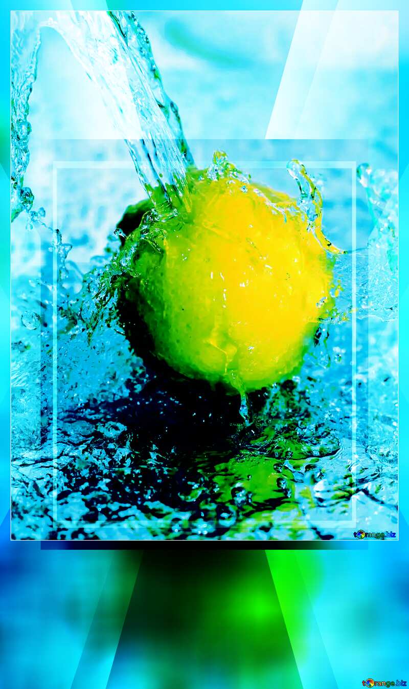Lemon in water powerpoint website infographic template banner layout design responsive brochure business Card frame №30862